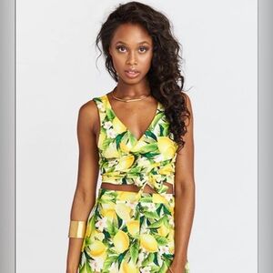 Show Me Your Mumu - Lemon Citrus Flirt Skirt + Tie Front Top Summer Vacation Set